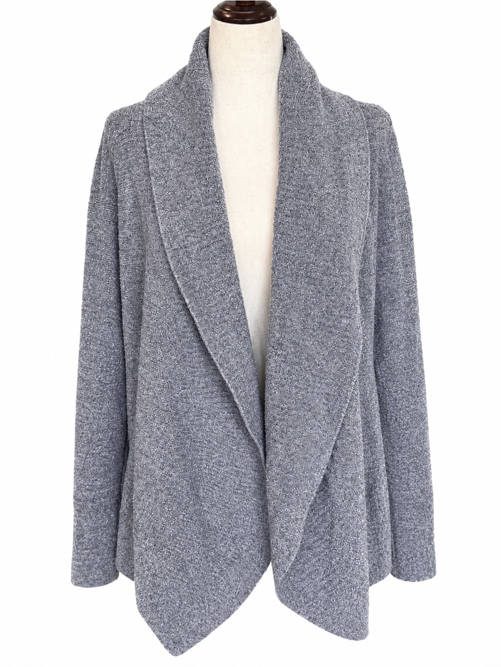 Barefoot Dreams CozyChic gray Lite circle cardigan draped shawl
